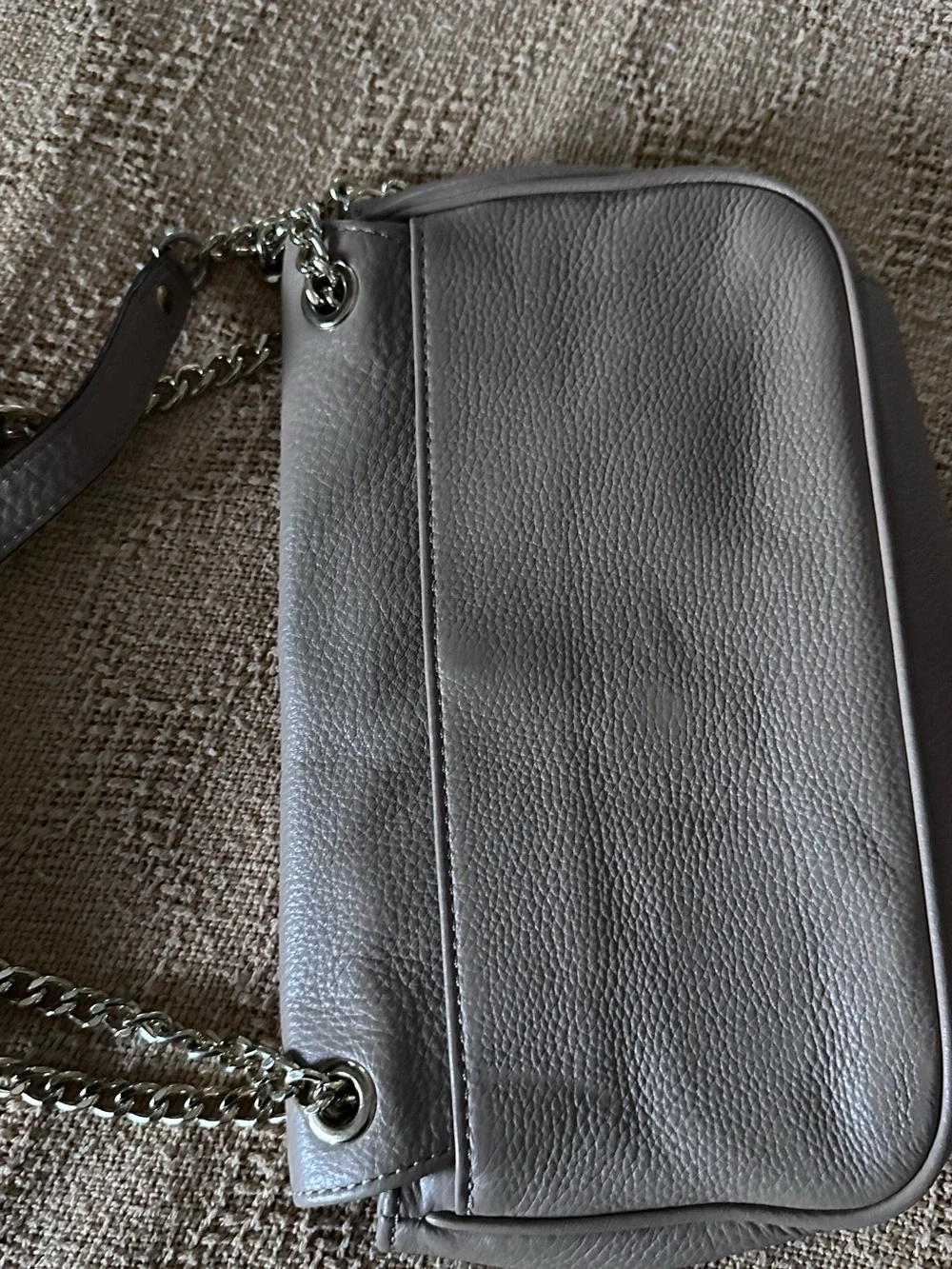 Michael Kors Pebbled Gray Leather Shoulder Bag with Chain Strap
